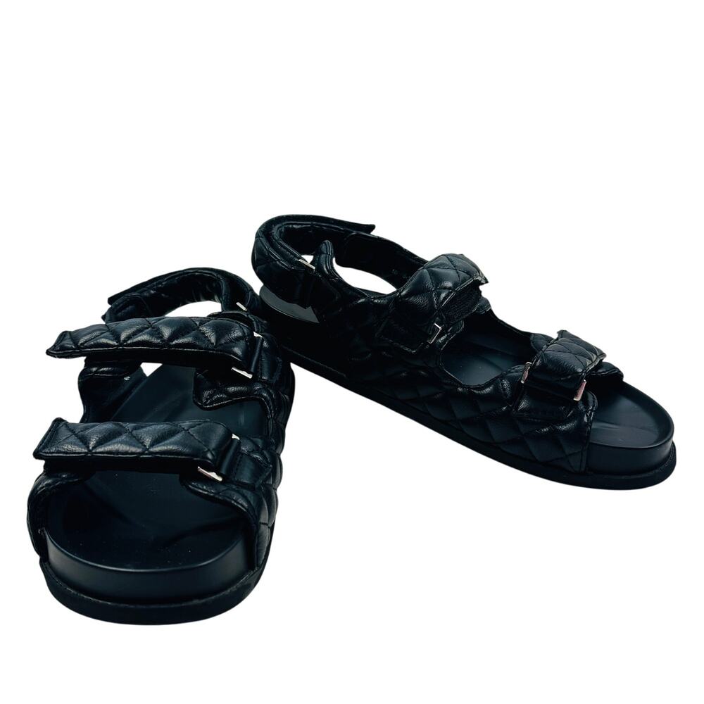 XIT Black Chunky Quilted Adjustable Strap Platform Comfort Sandals Women's 40/9